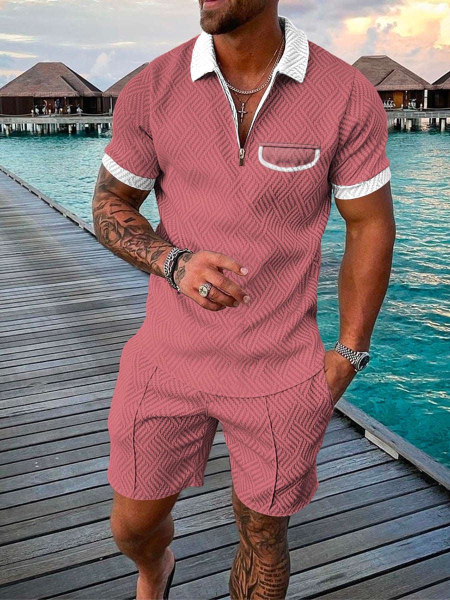 PB Di Moda Fashion Polo Suit Summer Printed Geometric