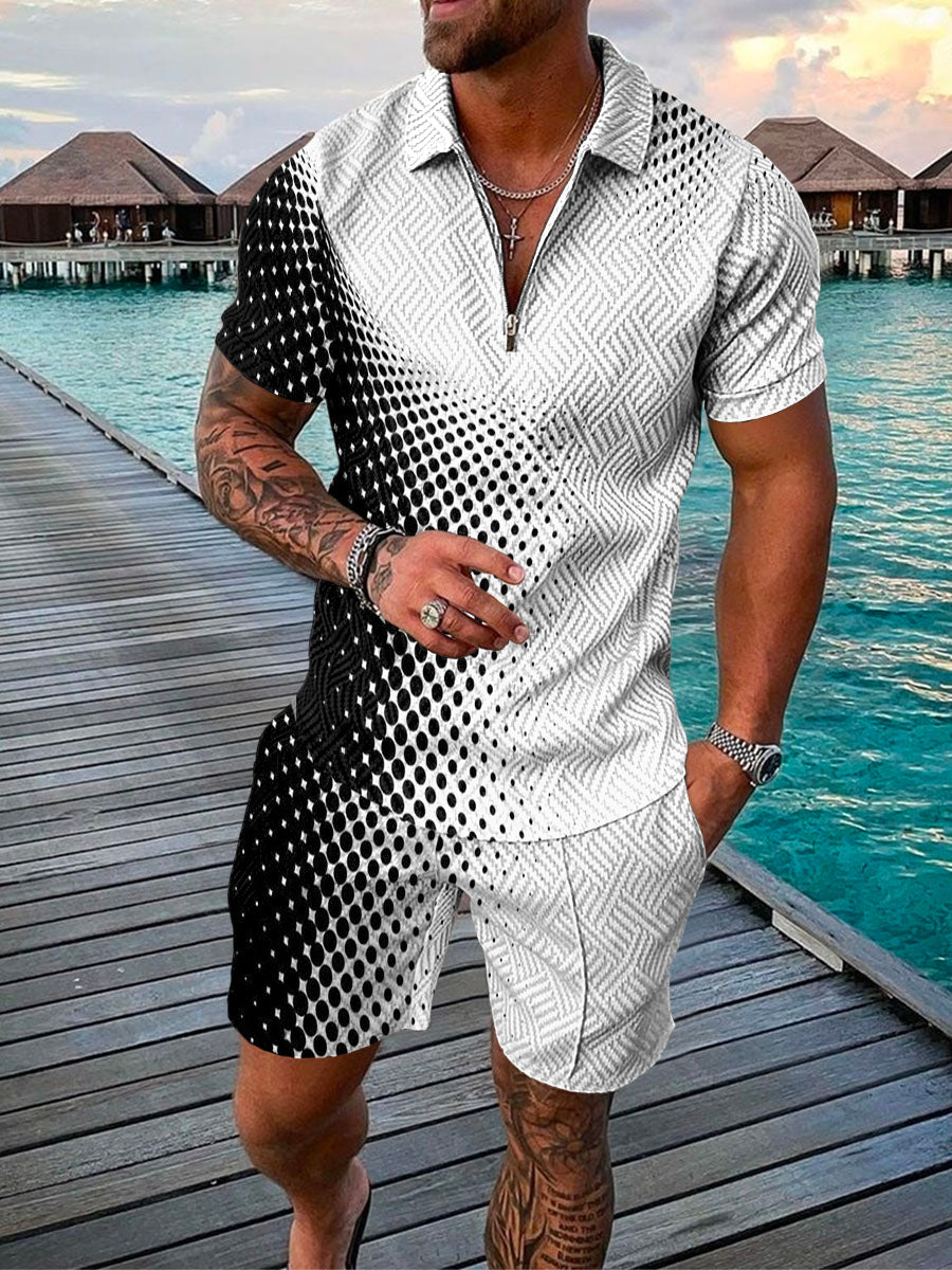 PB Di Moda Fashion Polo Suit Summer Printed Geometric