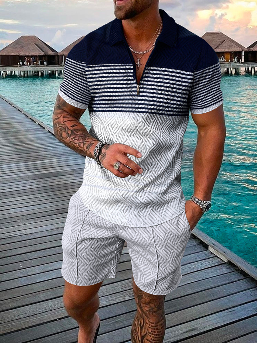 PB Di Moda Fashion Polo Suit Summer Printed Geometric