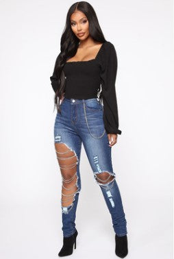 PB Di Moda Fashion Casual Simple Ripped Jeans