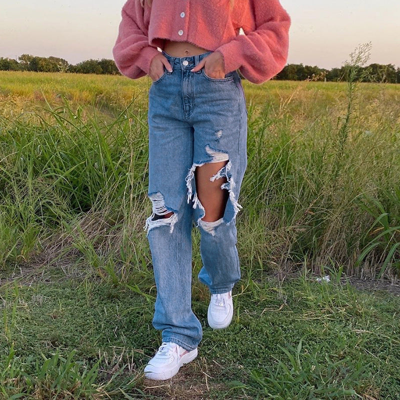 Street Shooting Personality Ripped Beggar Jeans