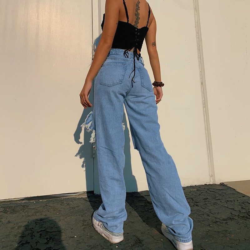 Street Shooting Personality Ripped Beggar Jeans