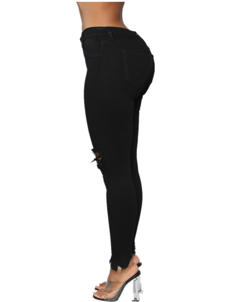 PB Di Moda Fashion Style ripped solid denim long pants