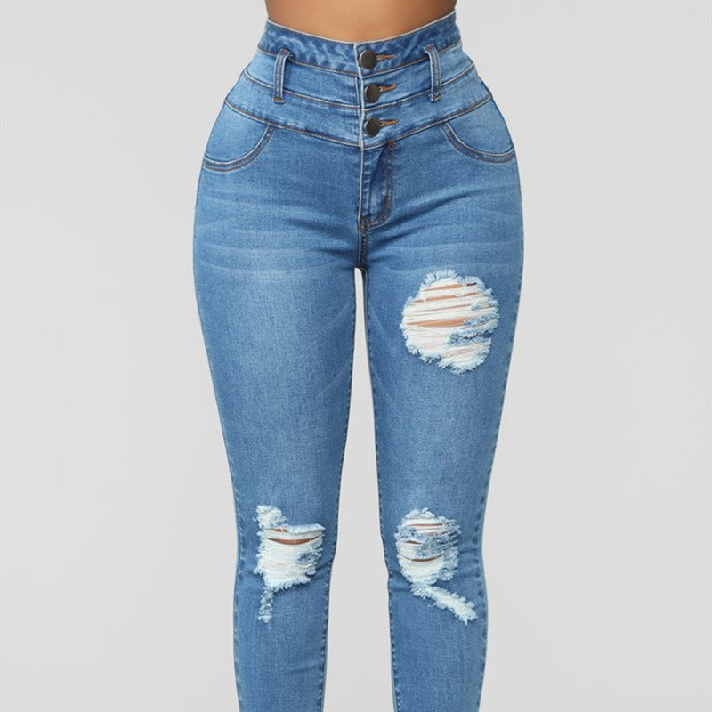 PB Di Moda Fashion Style Three-breasted stretch Jeans
