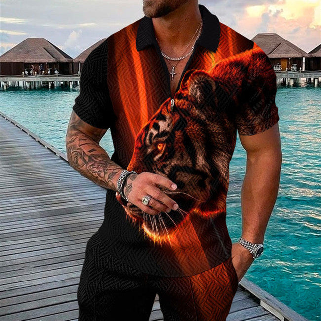 PB Di Moda Fashion Polo Suit Summer Printed Geometric