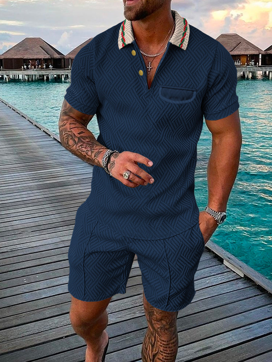 PB Di Moda Fashion Polo Suit Summer Printed Geometric