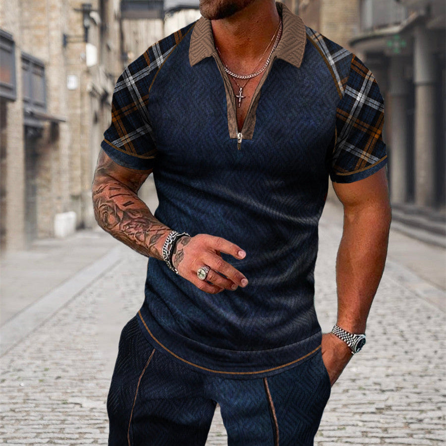 PB Di Moda Fashion Polo Suit Short Sleeve Geometric