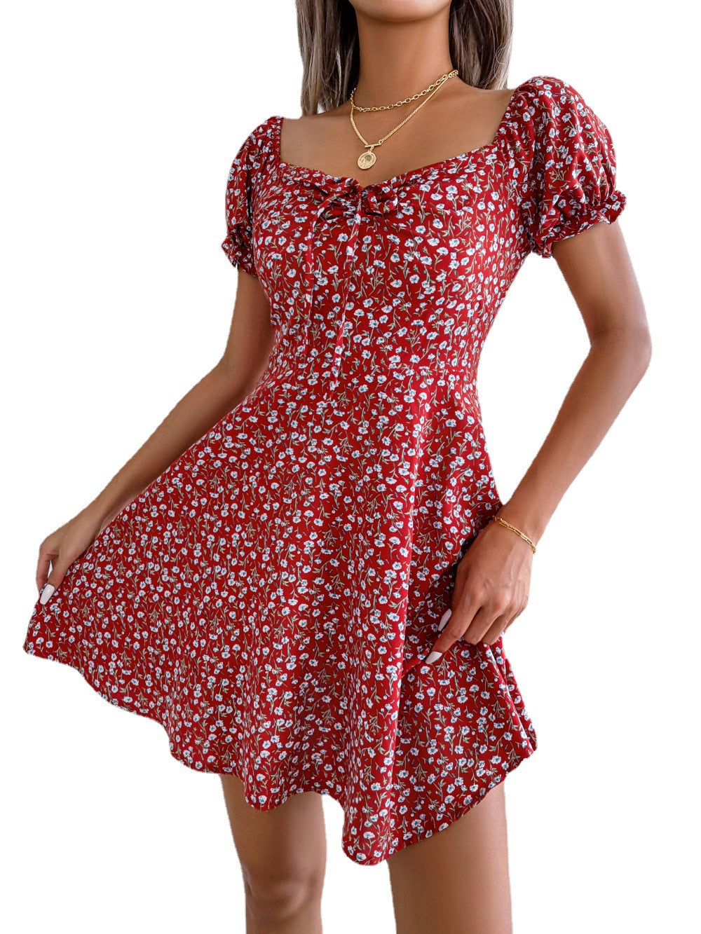 PB Di Moda Lace Floral Print Large Swing Dress