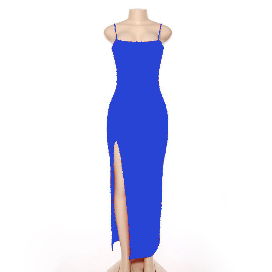 PB Di Moda Pure Color Split Suspender Dress