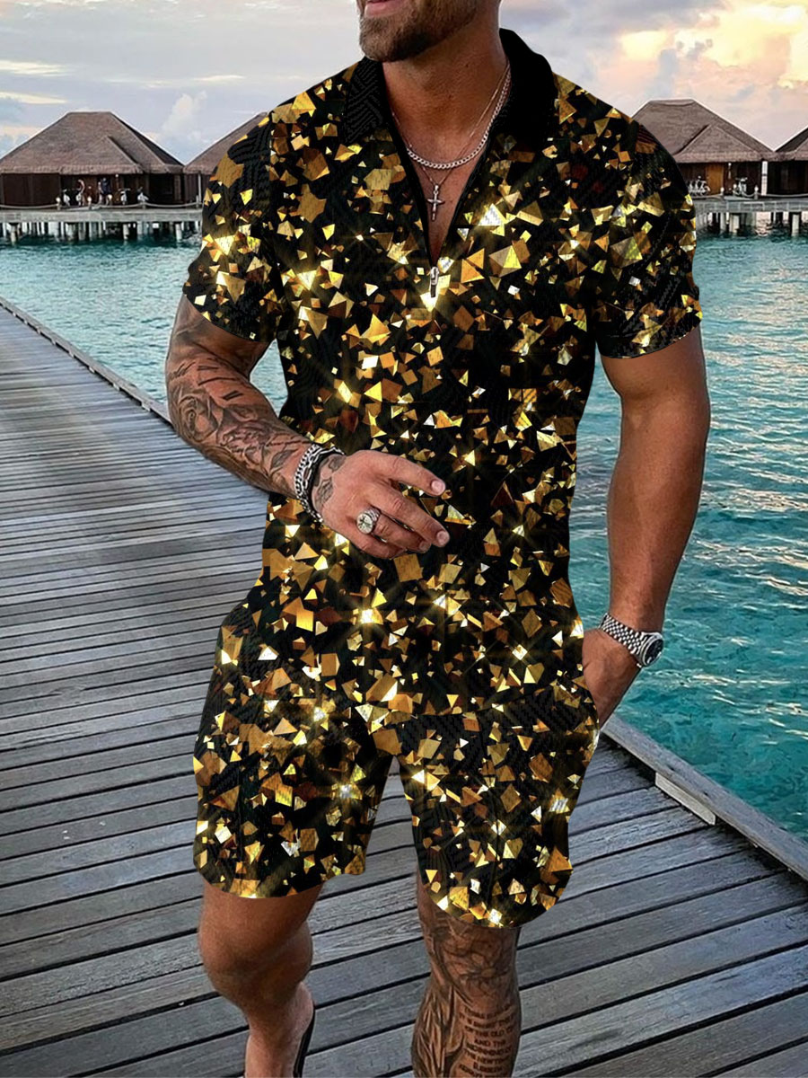 PB Di Moda Fashion Polo Suit Summer Printed Geometric