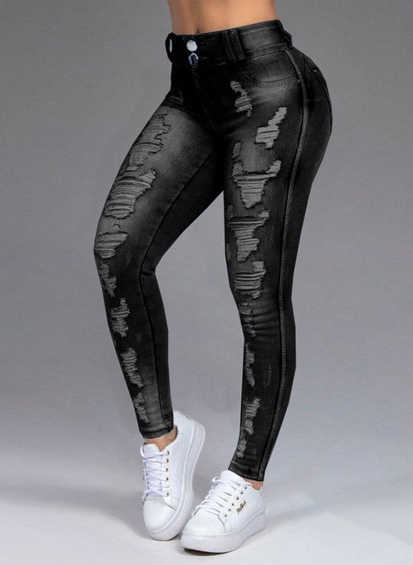 Fashion Ripped Skinny Feet High Waist Jeans