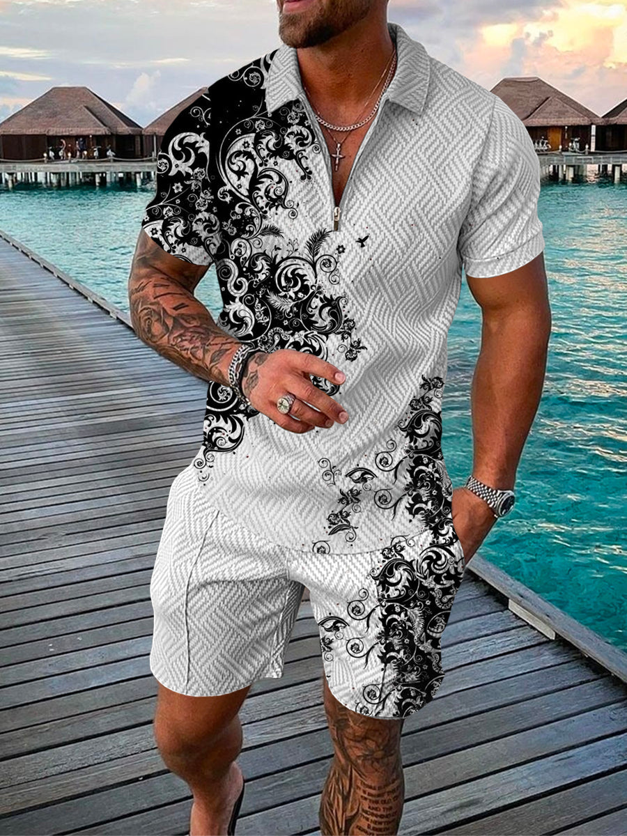 PB Di Moda Fashion Polo Suit Summer Printed Geometric