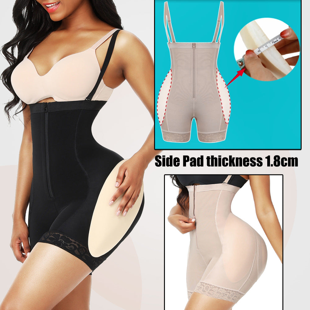 Breasted Jumpsuit Corset Hip Pad