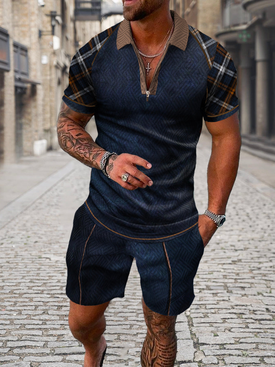 PB Di Moda Fashion Polo Suit Short Sleeve Geometric