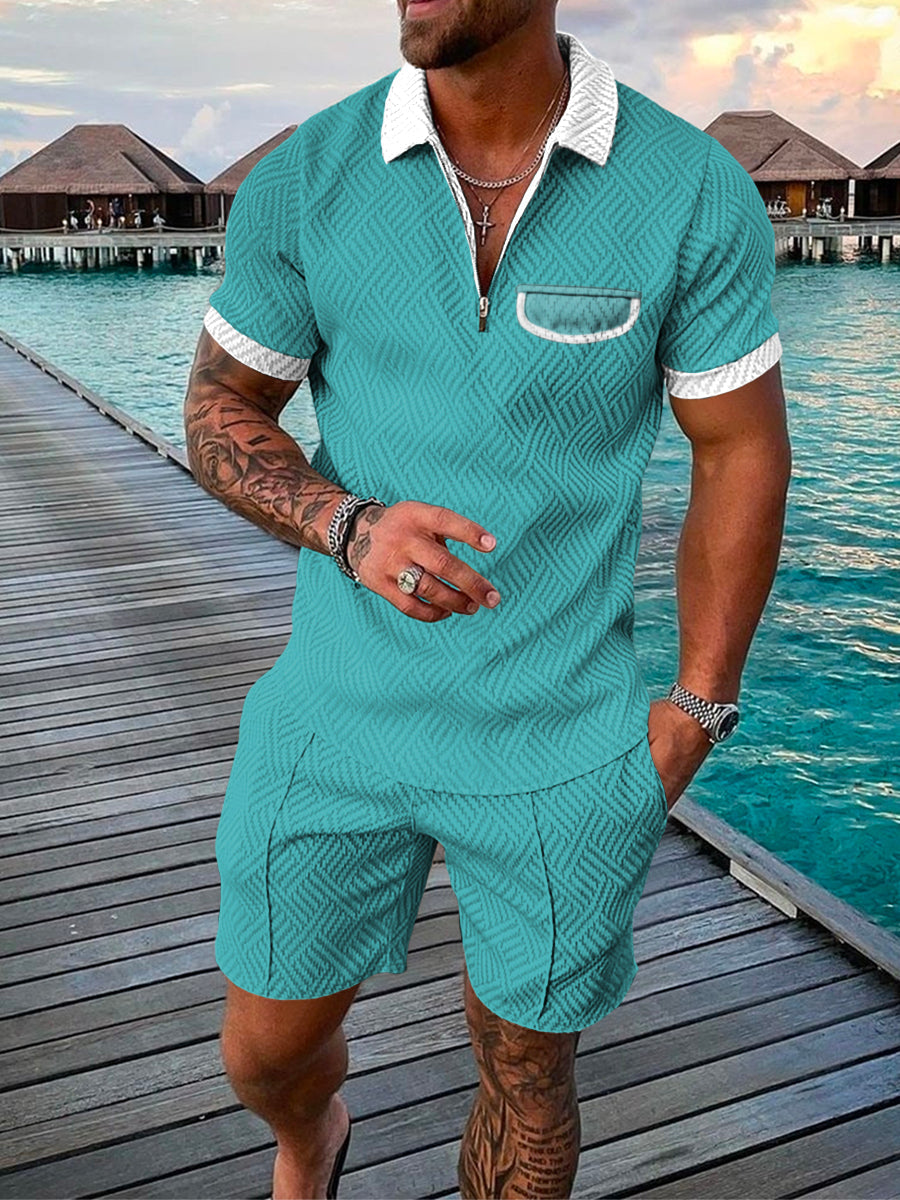 PB Di Moda Fashion Polo Suit Summer Printed Geometric