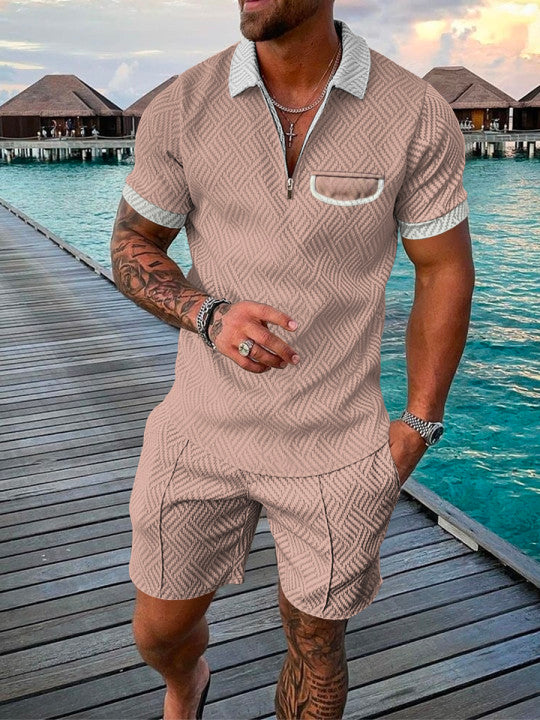 PB Di Moda Fashion Polo Suit Summer Printed Geometric