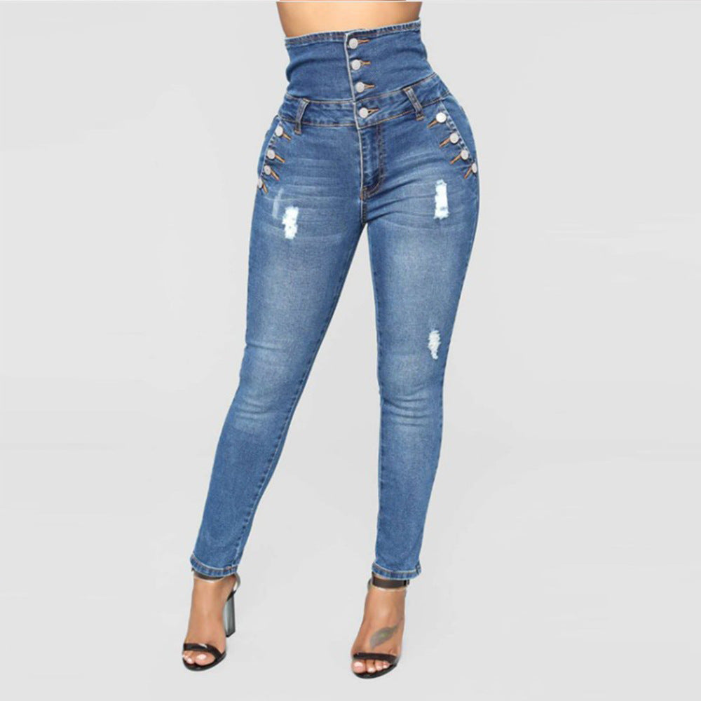 High stretch waist skinny jeans
