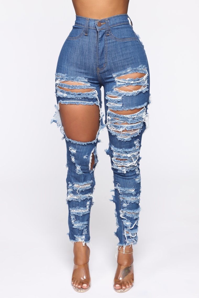 PB Di Moda Fashion Cut And Tear Stretchy Calf Jeans