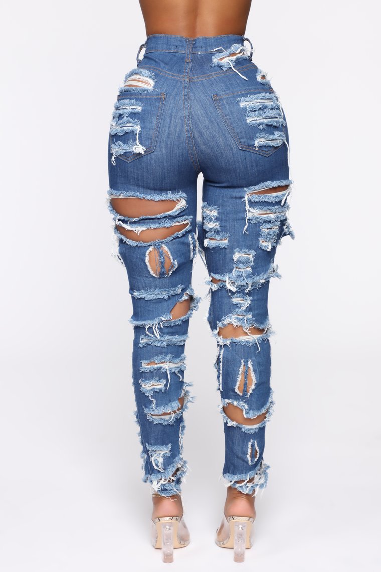 PB Di Moda Fashion Cut And Tear Stretchy Calf Jeans