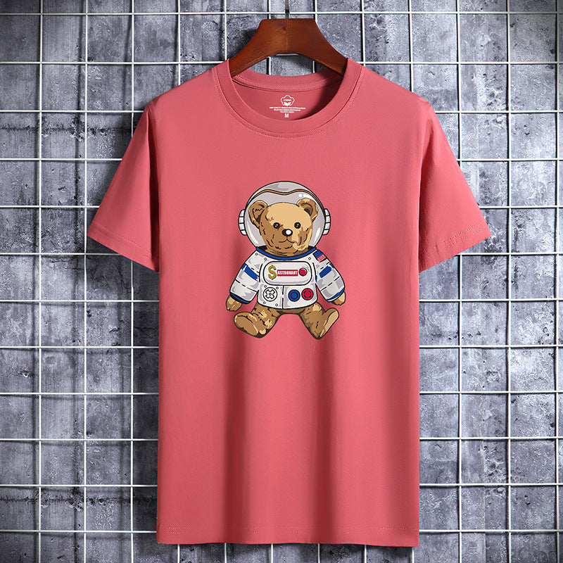 Printed Cotton Bottoming Shirt Round Neck Half Sleeve