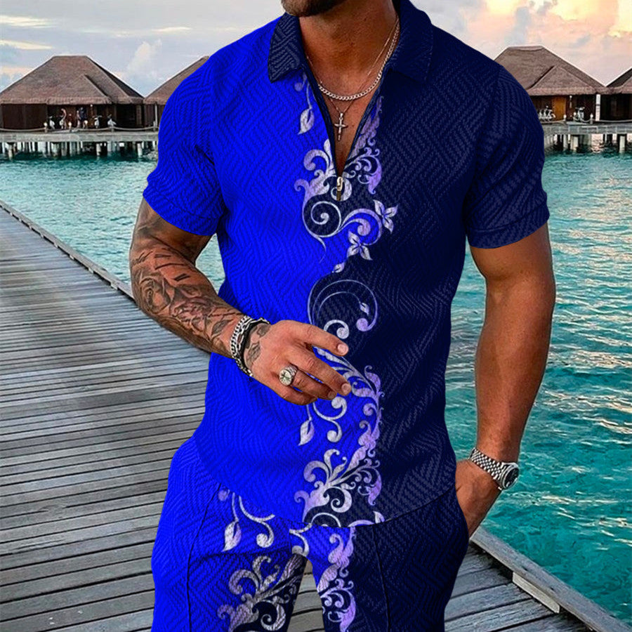 PB Di Moda Fashion Polo Suit Summer Printed Geometric