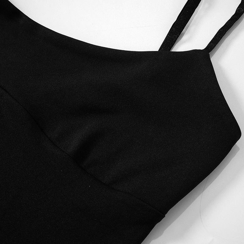 PB Di Moda Strap Sleeveless High Waist Side Opening French Dress