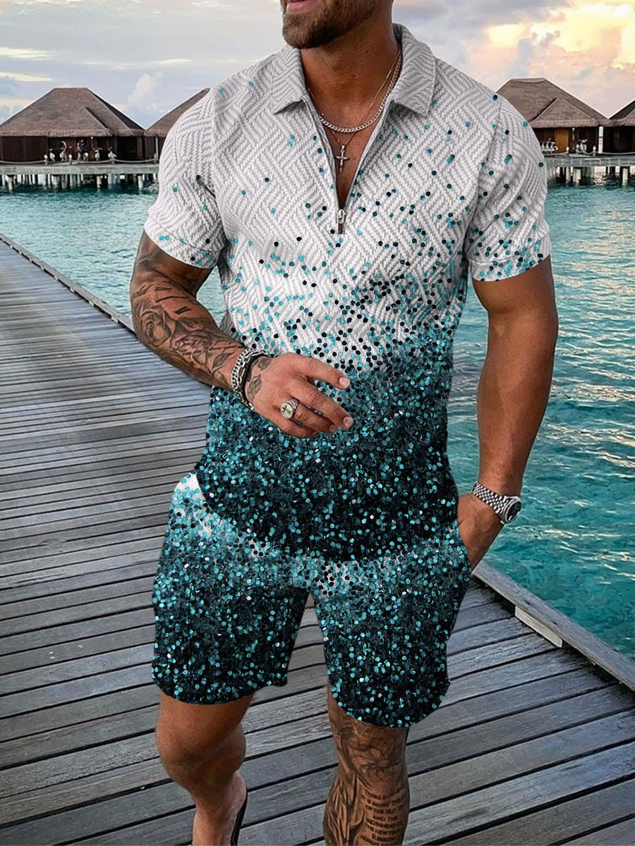 PB Di Moda Fashion Polo Suit Summer Printed Geometric