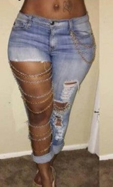PB Di Moda Fashion Casual Simple Ripped Jeans