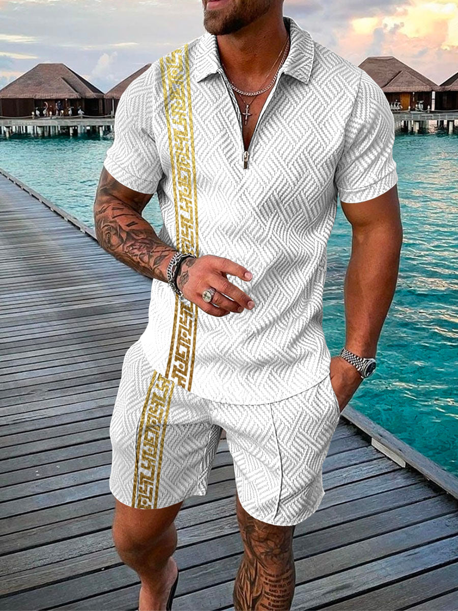 PB Di Moda Fashion Polo Suit Summer Printed Geometric