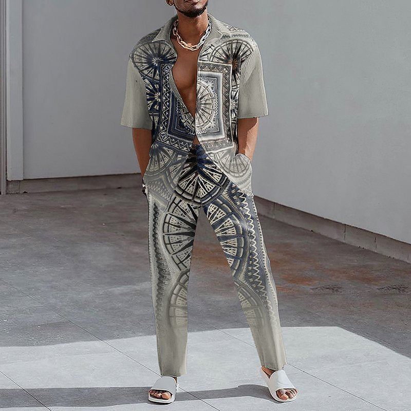 PB Di Moda Fashion Spring And Autumn Digital Printing Short Sleeve Shirt Suit
