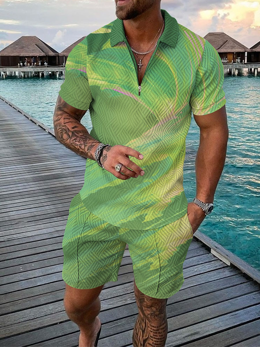 PB Di Moda Fashion Polo Suit Summer Printed Geometric