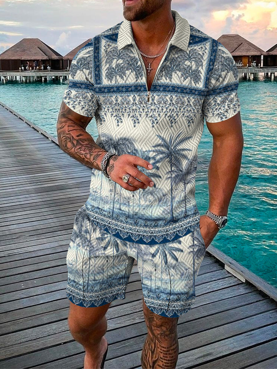 PB Di Moda Fashion Polo Suit Summer Printed Geometric