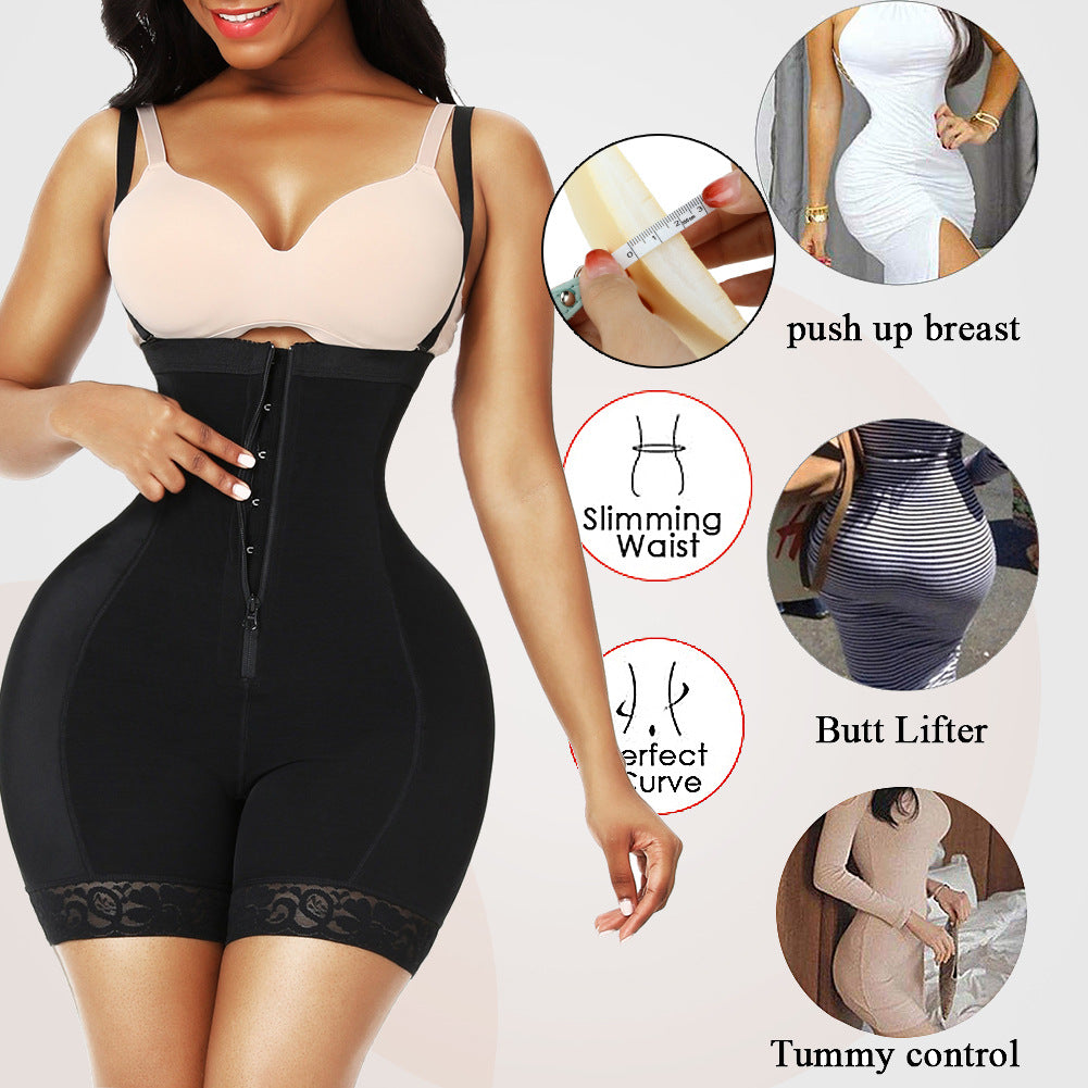 Breasted Jumpsuit Corset Hip Pad