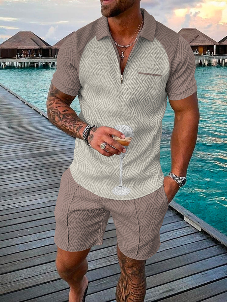 PB Di Moda Fashion Polo Suit Summer Printed Geometric