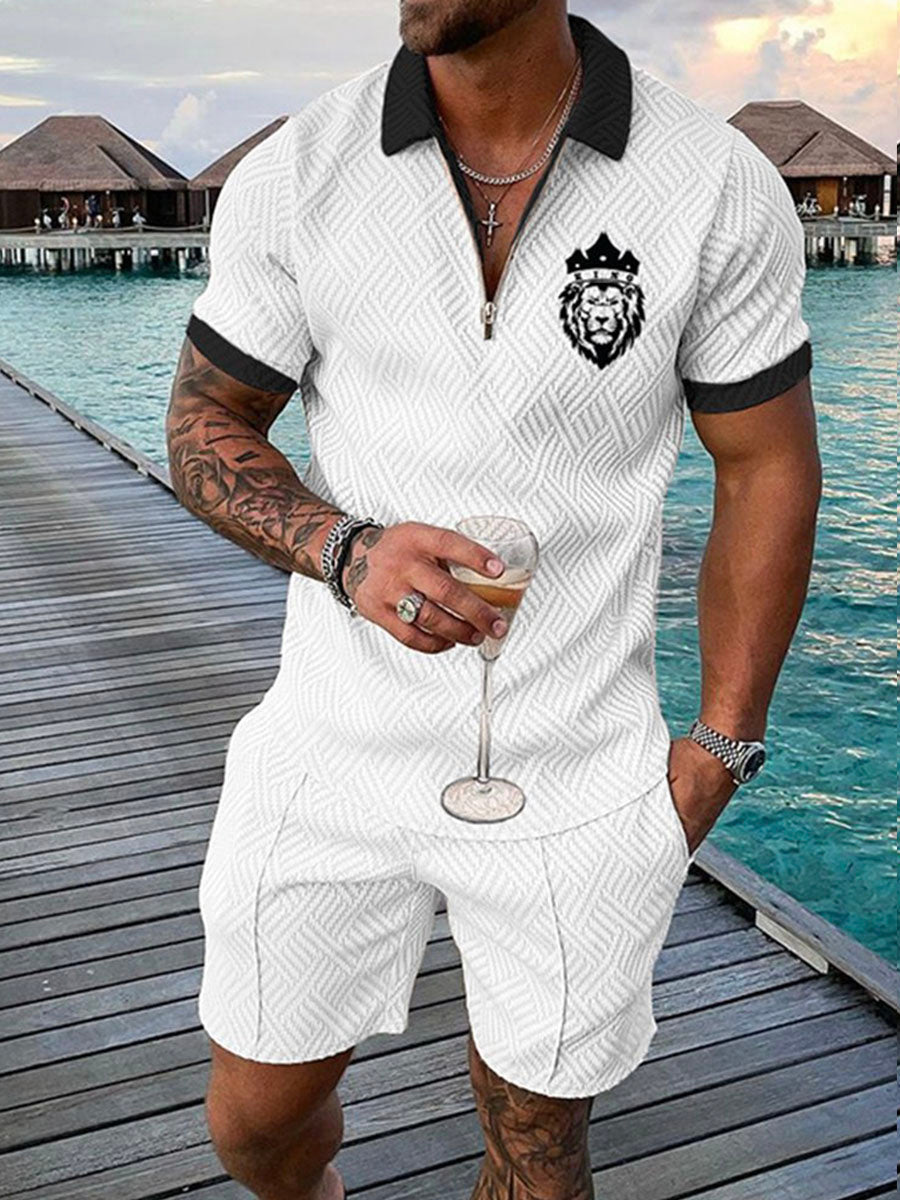 PB Di Moda Fashion Polo Suit Summer Printed Geometric