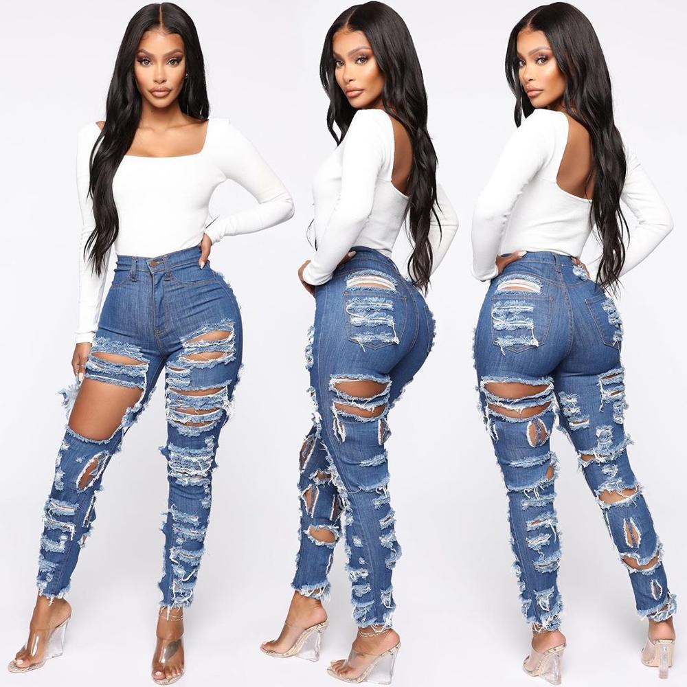 PB Di Moda Fashion Cut And Tear Stretchy Calf Jeans