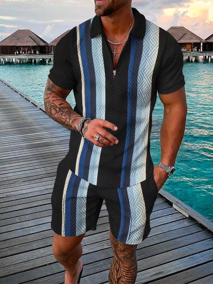 PB Di Moda Fashion Polo Suit Summer Printed Geometric