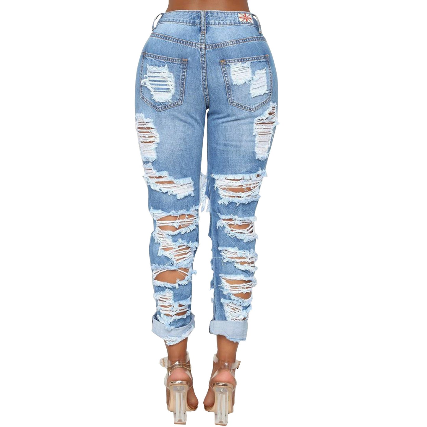 PB Di Moda Fashion Personality Ripped Denim Trousers