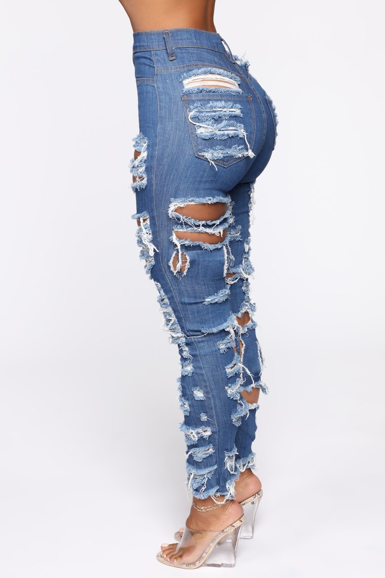 PB Di Moda Fashion Cut And Tear Stretchy Calf Jeans