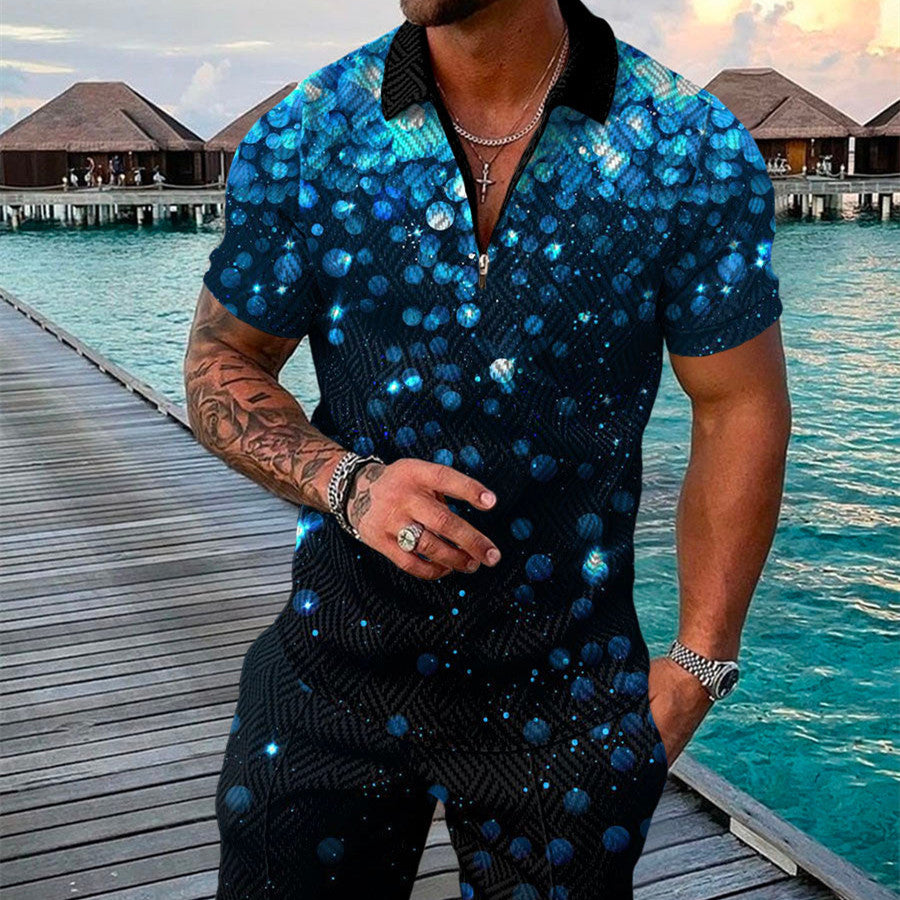 PB Di Moda Fashion Polo Suit Summer Printed Geometric
