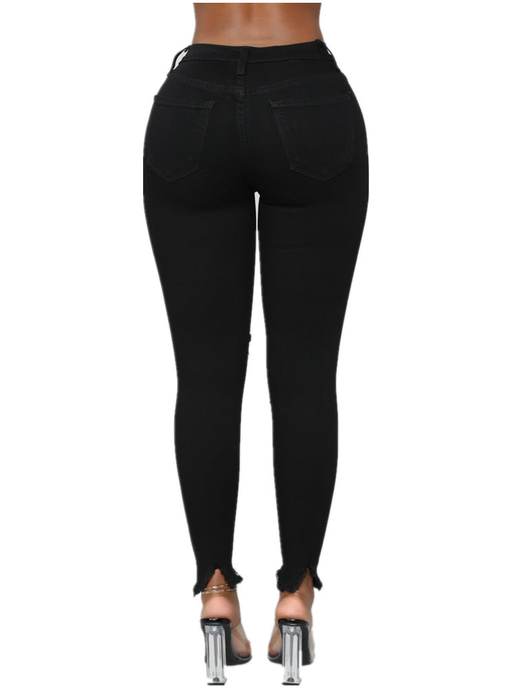 PB Di Moda Fashion Style ripped solid denim long pants