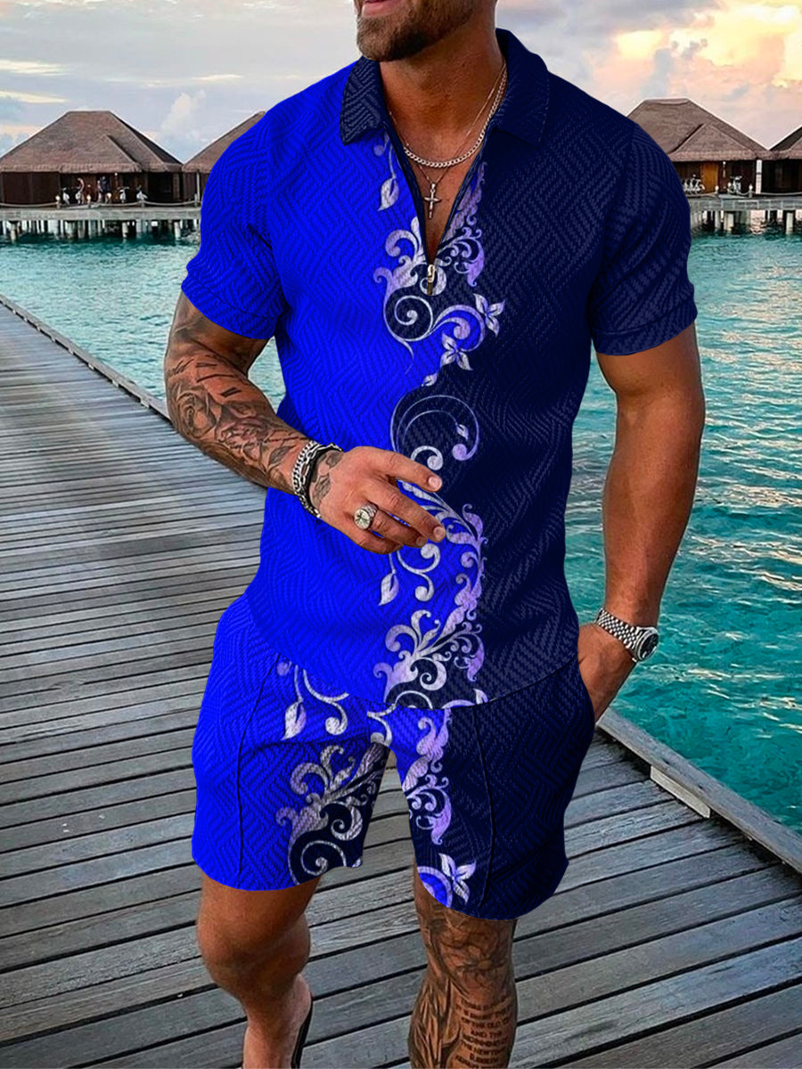 PB Di Moda Fashion Polo Suit Summer Printed Geometric