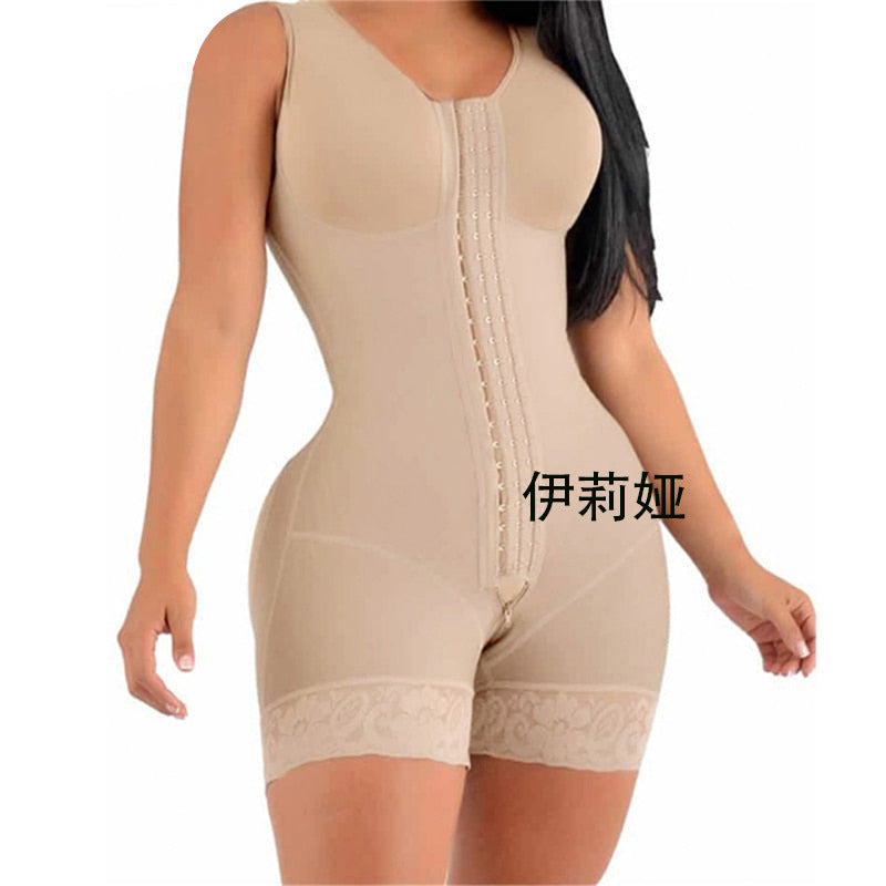 Belly Shaping Jumpsuit Crotch Zipper Three Breasted Corset