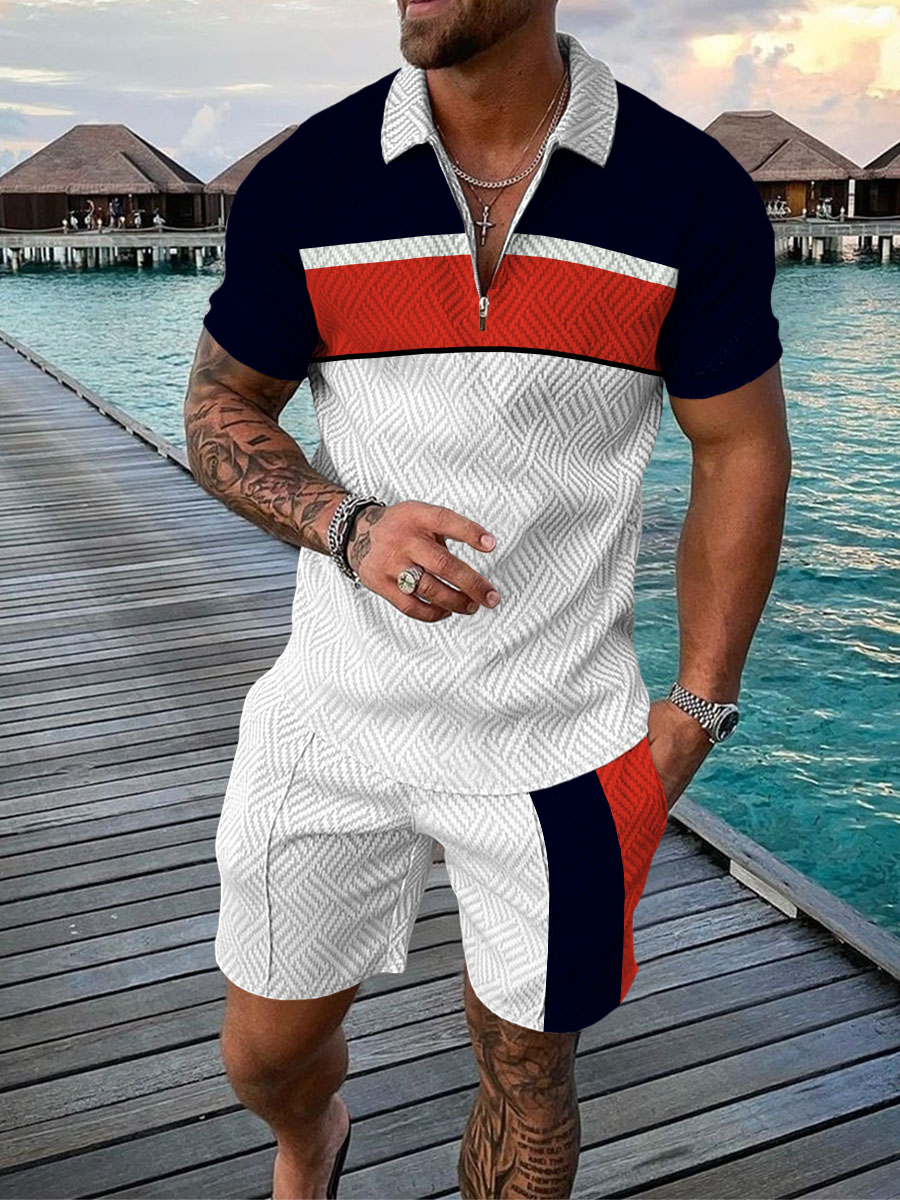 PB Di Moda Fashion Polo Suit Summer Printed Geometric