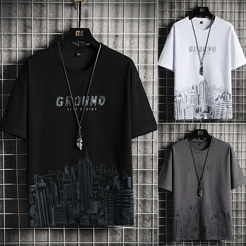 Men's Short Sleeve T-shirt New Round Neck Bottoming