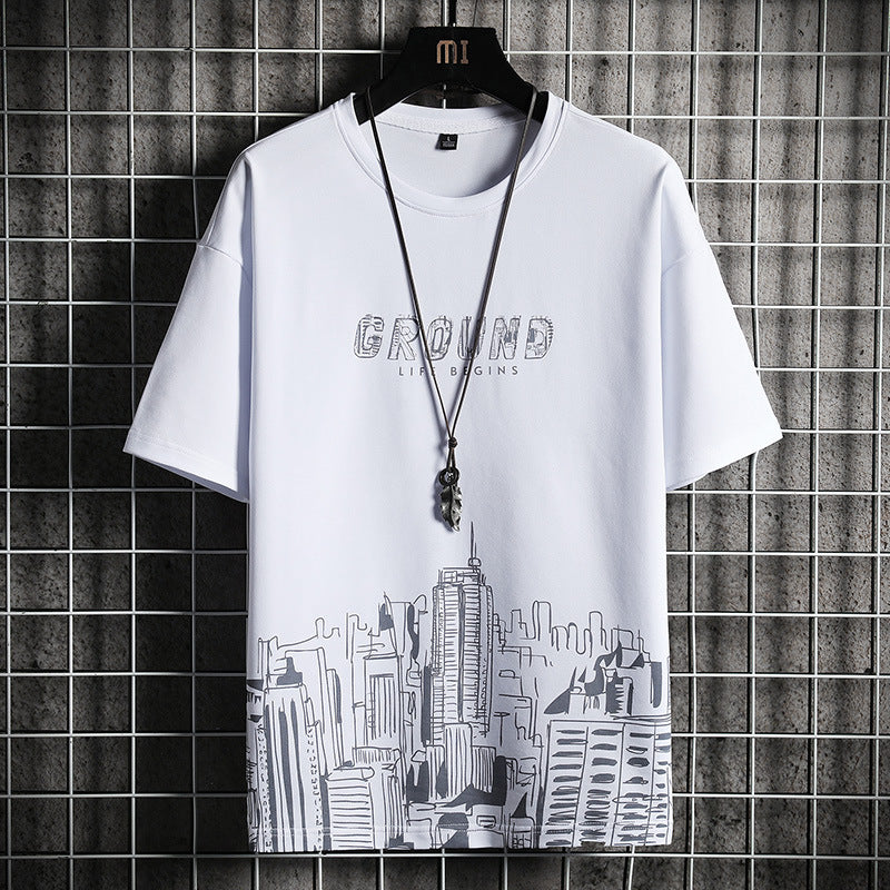 Men's Short Sleeve T-shirt New Round Neck Bottoming