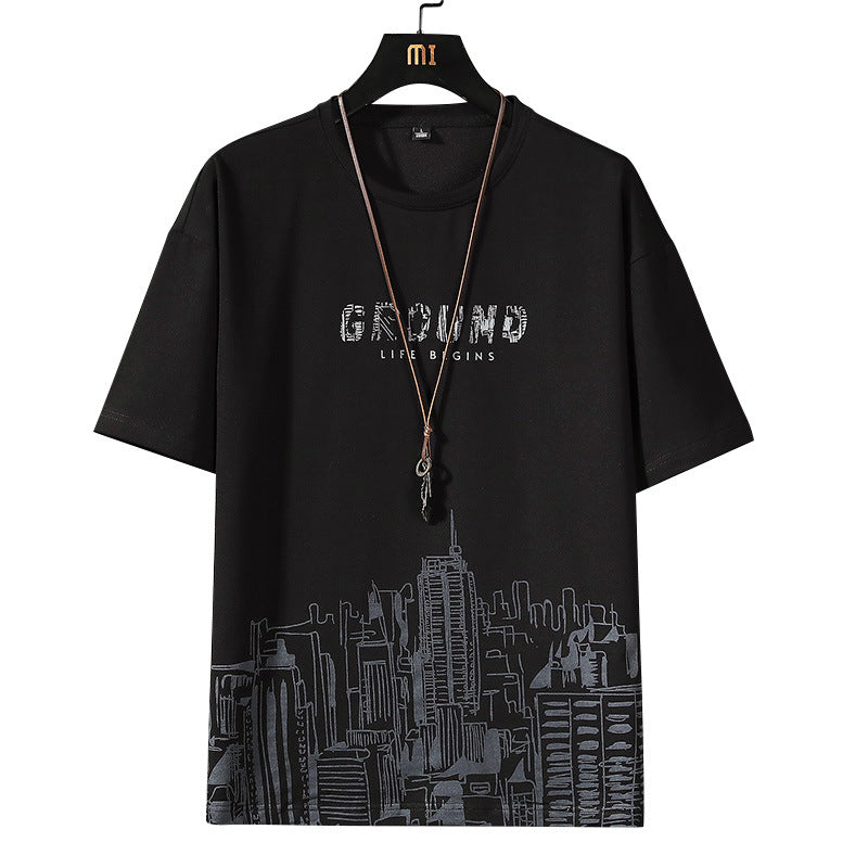 Men's Short Sleeve T-shirt New Round Neck Bottoming