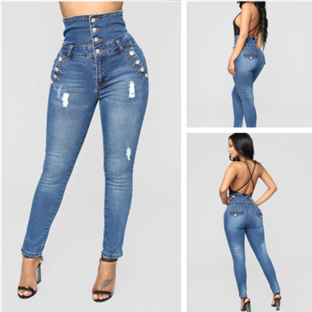High stretch waist skinny jeans