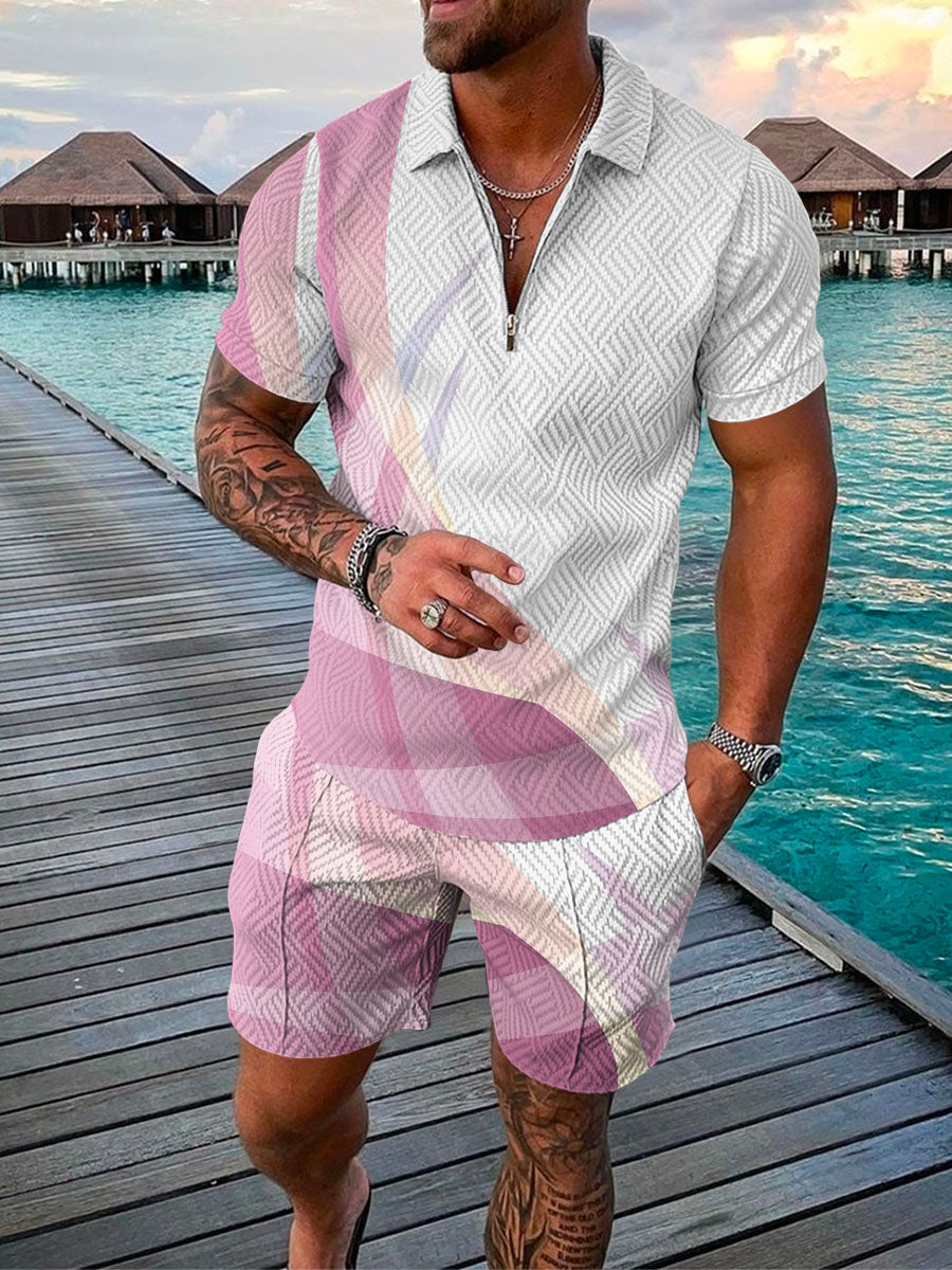 PB Di Moda Fashion Polo Suit Summer Printed Geometric
