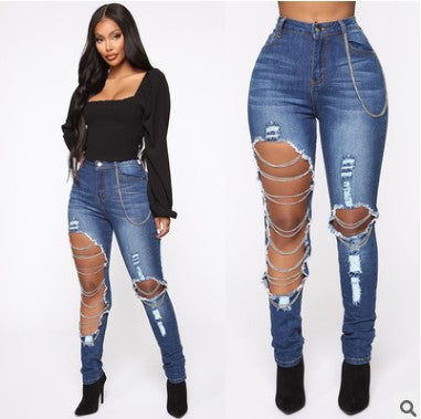 PB Di Moda Fashion Casual Simple Ripped Jeans